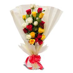 12 Assorted roses in bouquet