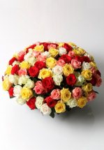 80 Mix color roses basket