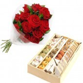 1 Kg Sweets and Bunch 6 Red roses