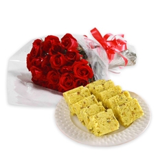 1/2 Kg. Soan Papri and 12 red roses