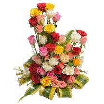 Basket Arrangement of 24 Assorted Roses
