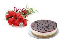 6 Red Roses 1/2 Kg blue berry Cake