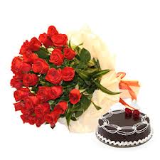 24 red roses bunch 1/2 Kg Eggless Chocolate Cake