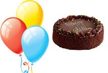 3 Helium Gas Filled Balloons 1/2 Kg Chocolate Cake