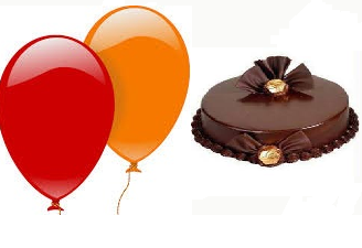 2 Helium Gas Filled Balloons 1/2 Kg Chocolate Cake