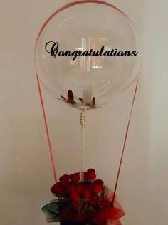 Congratulations sticker Transparent Balloon 12 red rose baske