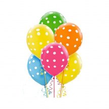 6 Polka Dotted Balloons Air blown