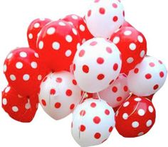 50 Air Filled Polka Dot mix coloured Balloons