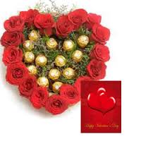 A heart of 20 Red Roses 16 Ferrero and Card