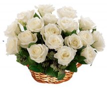 20 White roses basket