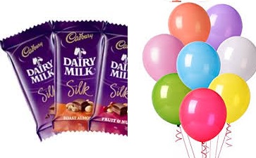 3 Silk Chocolates with 10 Air filled Balloon
