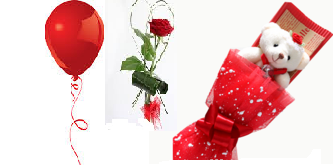 1 Red Air Blown balloon1 red rose 6 inches Teddy bouquet