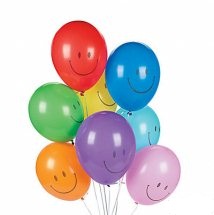 10 Air Filled Smiley Balloons